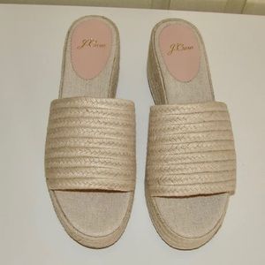 NIB J Crew size 8 natural braided platform slides slip on espadrilles